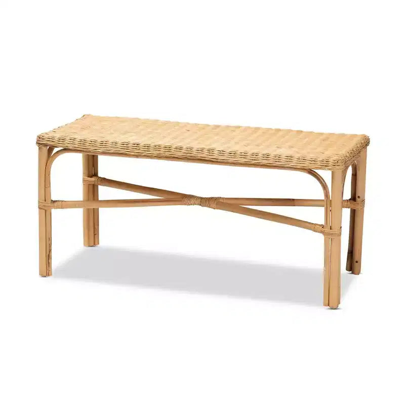 Banc d'appoint en rotin, brun naturel - siège d'entrée artisanal pour intérieur