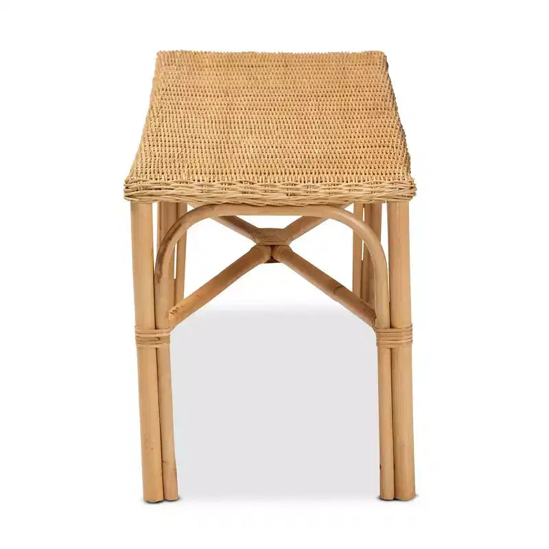 Banc d'appoint en rotin, brun naturel - siège d'entrée artisanal pour intérieur