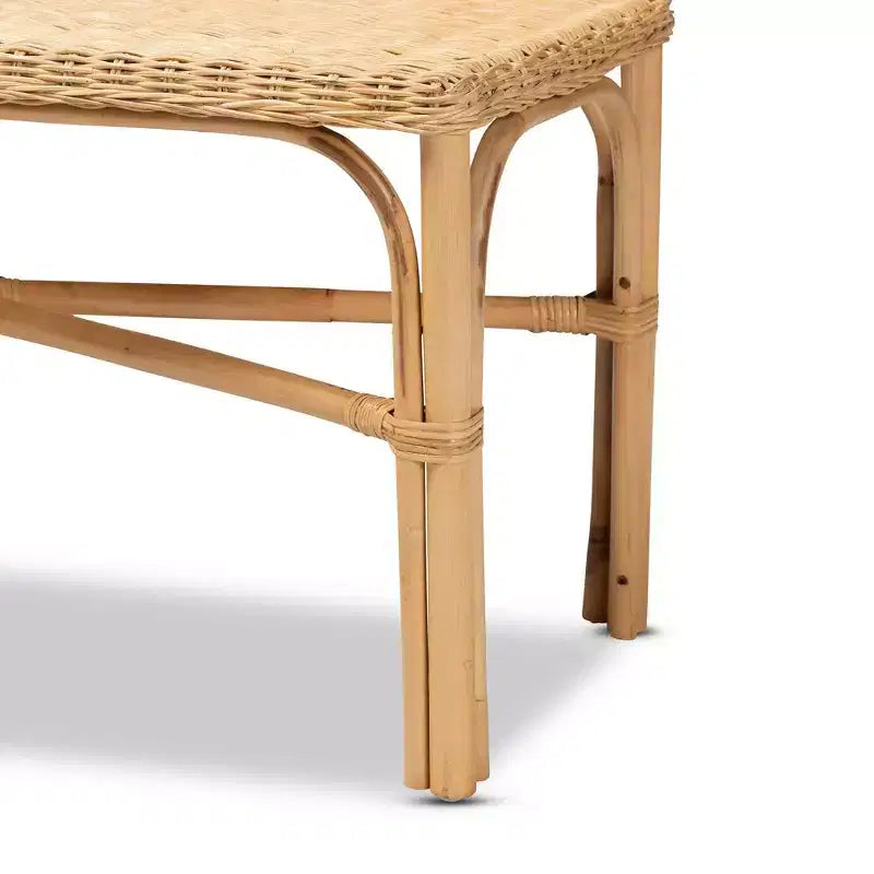 Banc d'appoint en rotin, brun naturel - siège d'entrée artisanal pour intérieur
