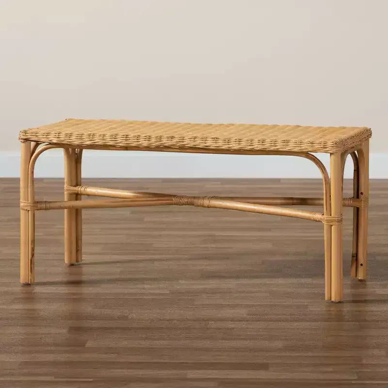 Banc d'appoint en rotin, brun naturel - siège d'entrée artisanal pour intérieur