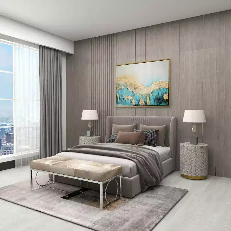 Modern İnci Anası Tabure, Beyaz - Modern Yuvarlak Aksesuar, MDF Çerçeve, 22.35" Oturma Yüksekliği