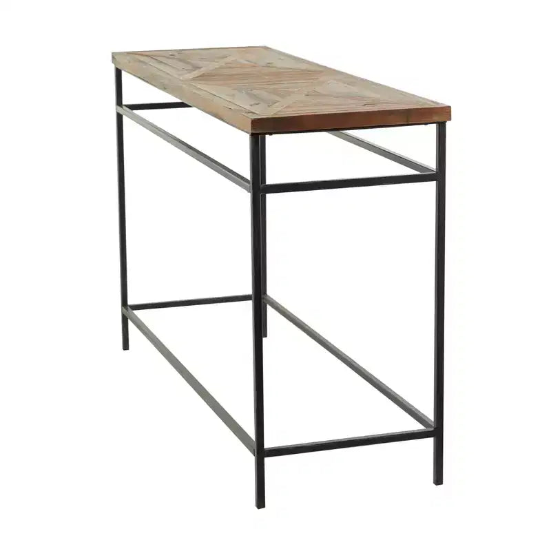 Console rustique en métal, marron - plateau en bois, sans assemblage requis, meuble d'entrée