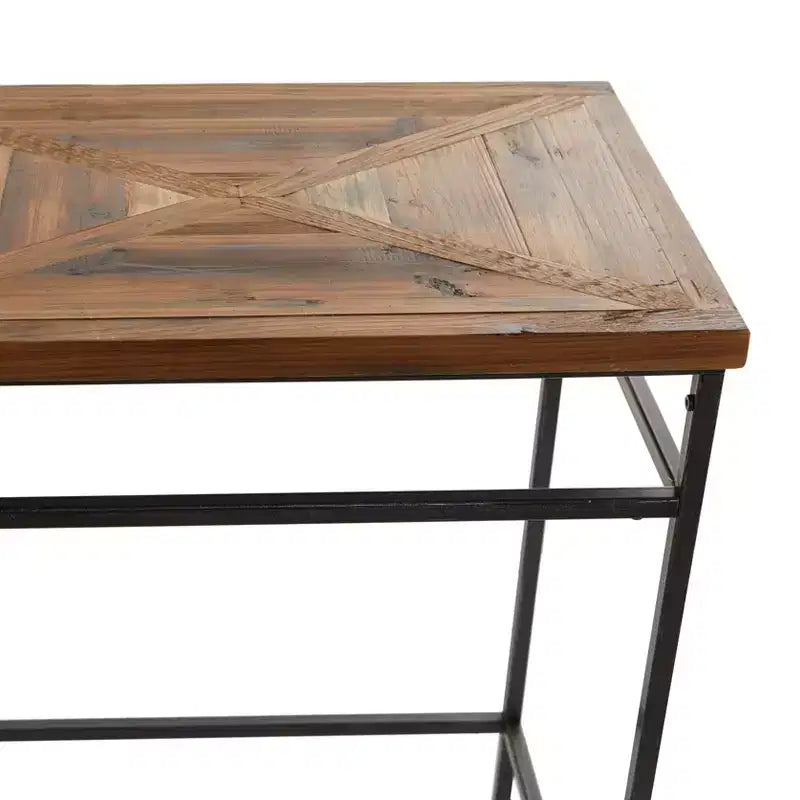 Console rustique en métal, marron - plateau en bois, sans assemblage requis, meuble d'entrée