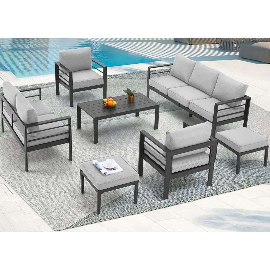 Ensemble de mobilier de jardin en aluminium AECOJOY de 7 pièces, salon de jardin
