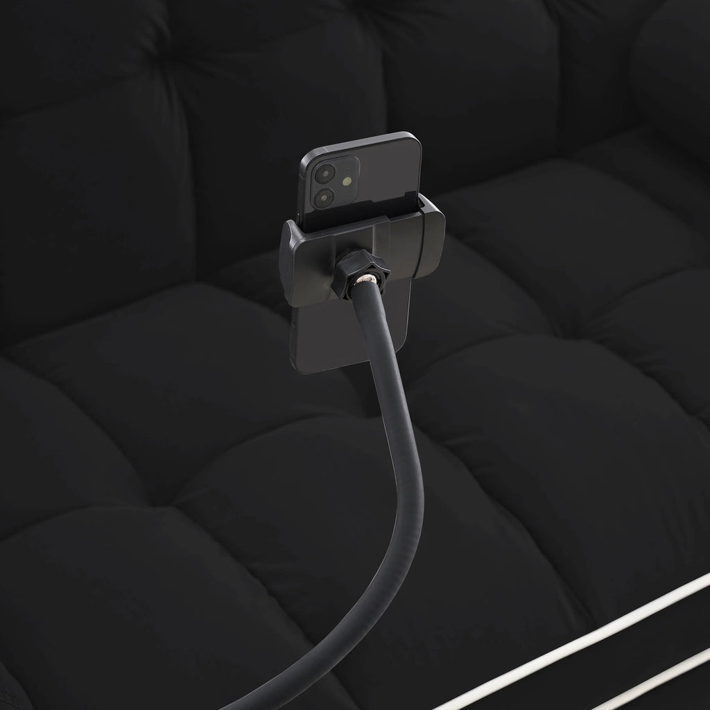 Canapé-lit convertible 2 places en velours de 55', avec lit escamotable, dossier inclinable réglable, poches latérales et support pour téléphone