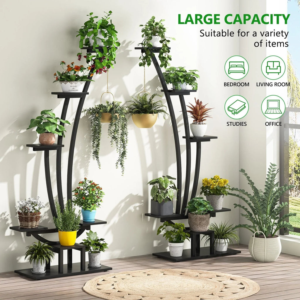 Support pour plantes d’intérieur, présentoir à fleurs à 6 niveaux pour la maison et le jardin - lot de 2