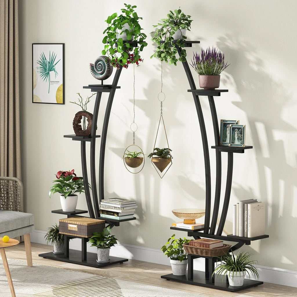Support pour plantes d’intérieur, présentoir à fleurs à 6 niveaux pour la maison et le jardin - lot de 2