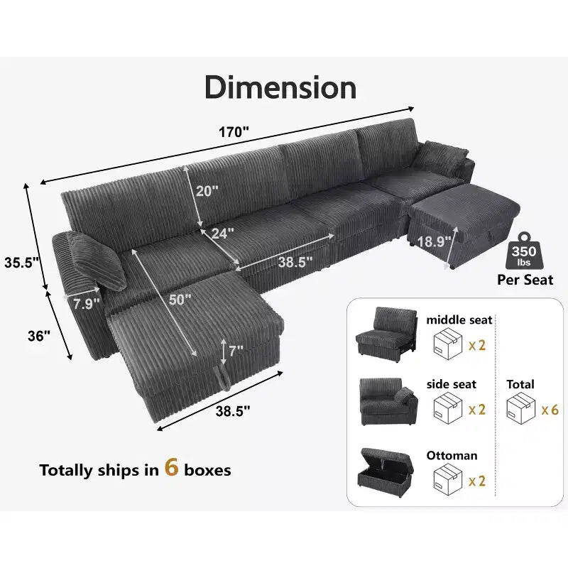 Modulares Cordsofa von Dyonery mit waschbaren Bezügen