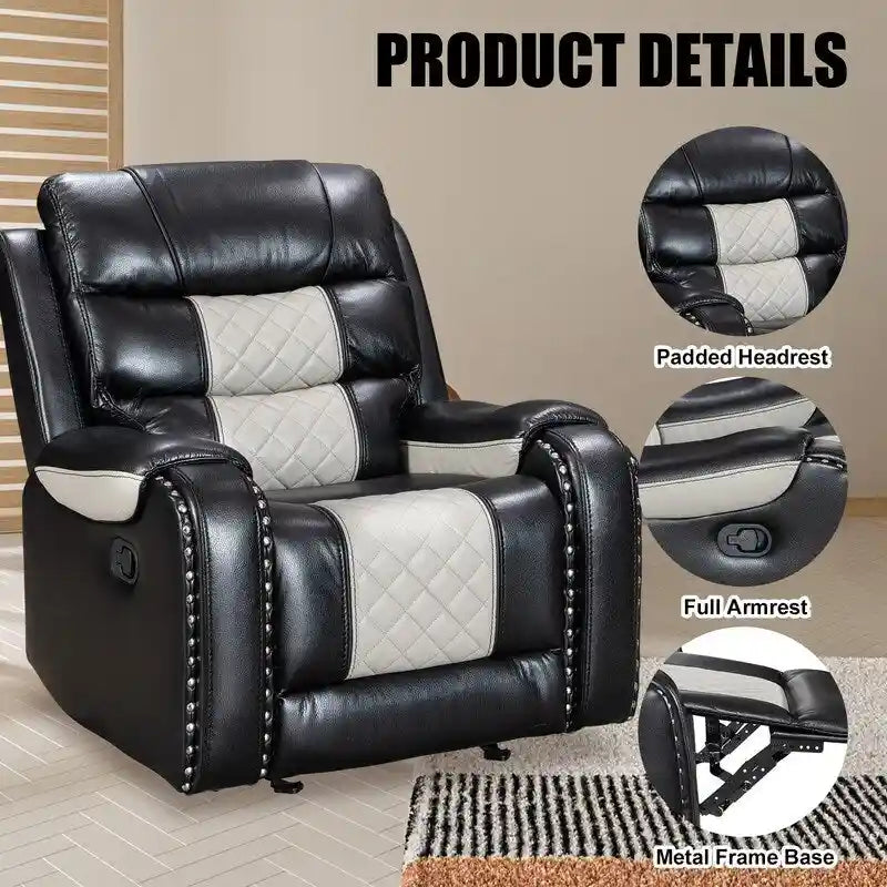 Extra grote fauteuil met verstelbare rugleuning van kunstleer in Amerikaans design voor de woonkamer