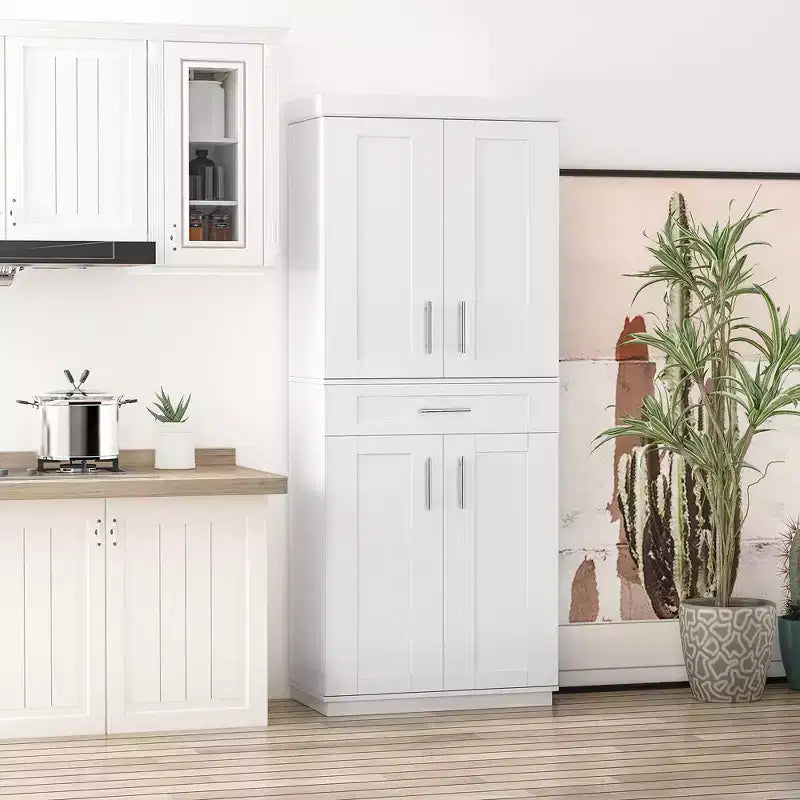 Placard de cuisine moderne indépendant avec portes et tiroir, étagères réglables