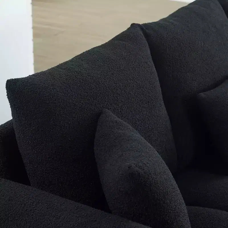 GDFStudio Alanna modernes 3-Sitzer-Sofa mit Teddy-Stoffbezug und Kissen, 79.5