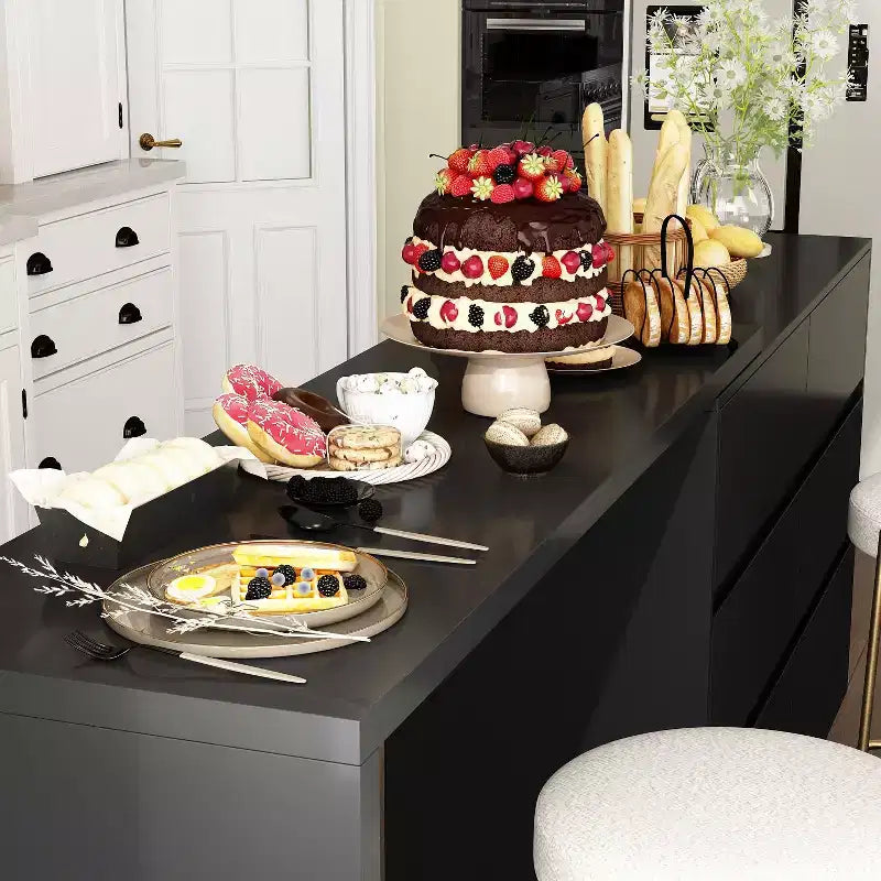 Buffet avec rangement intelligent, pivotant et extensible, avec 6 tiroirs, comptoir prolongé, tapis antidérapant, table à manger pivotante et garde-manger pour îlot de cuisine