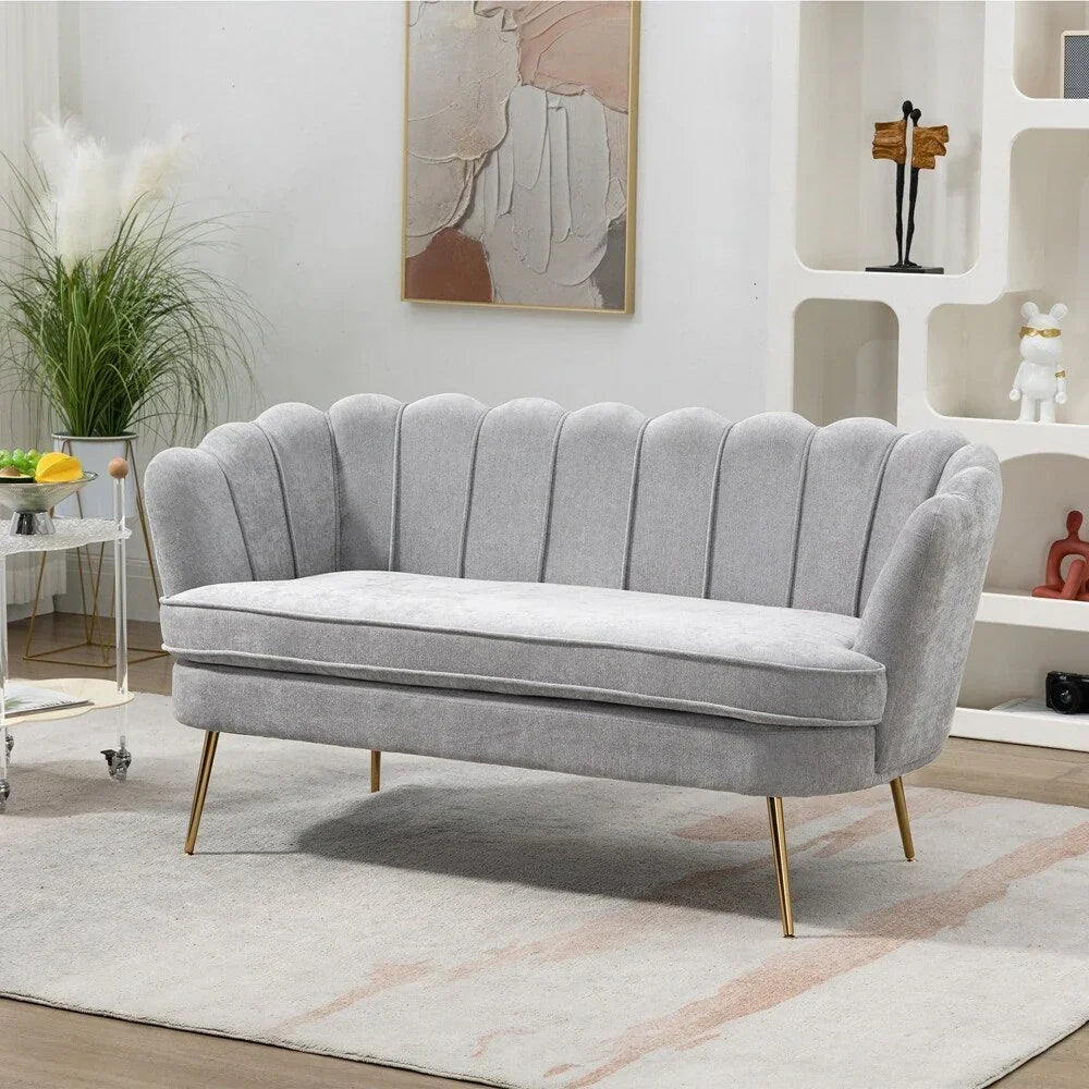 Kleines Mini-Zweisitzer-Sofa mit goldenen Metallbeinen - 2-Sitzer