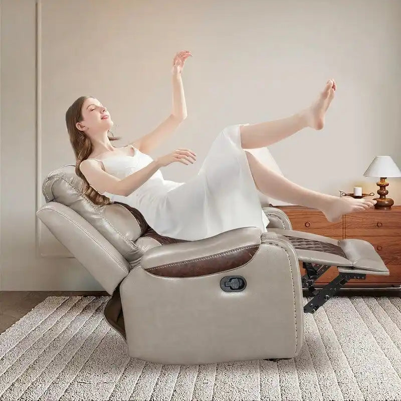 Extra grote fauteuil met verstelbare rugleuning van kunstleer in Amerikaans design voor de woonkamer