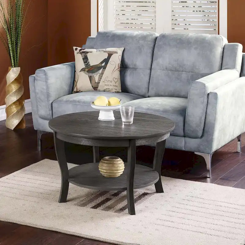 Runder Couchtisch mit Ablage aus der American-Heritage-Kollektion von Convenience Concepts