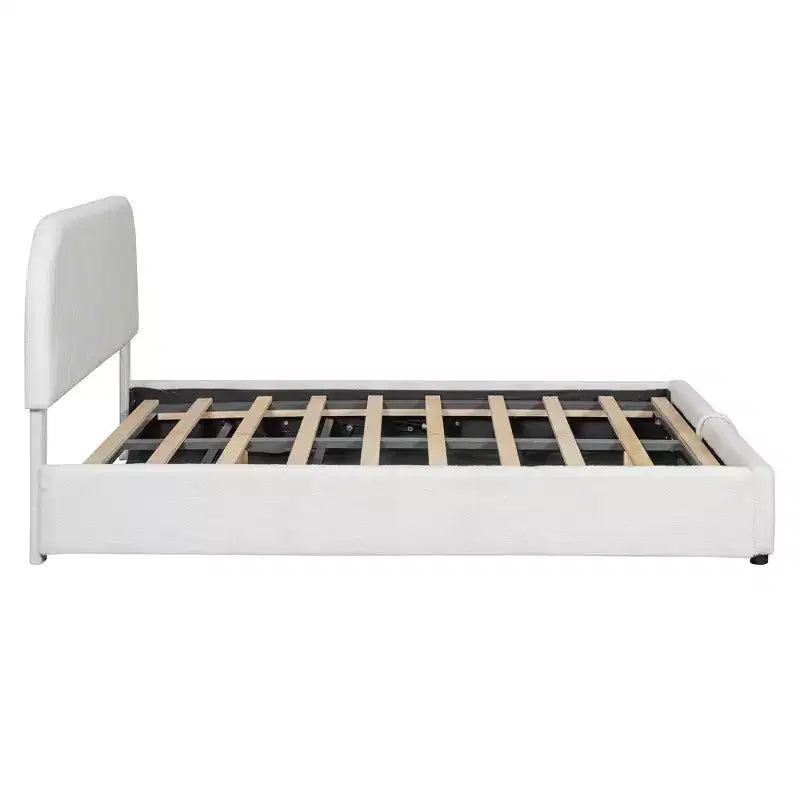Gepolstertes Bett in Queen-Size mit hochklappbarem Stauraum - Weiß