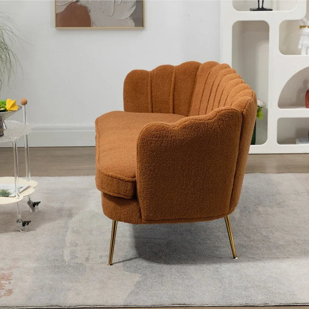 Kleines Mini-Zweisitzer-Sofa mit goldenen Metallbeinen - 2-Sitzer