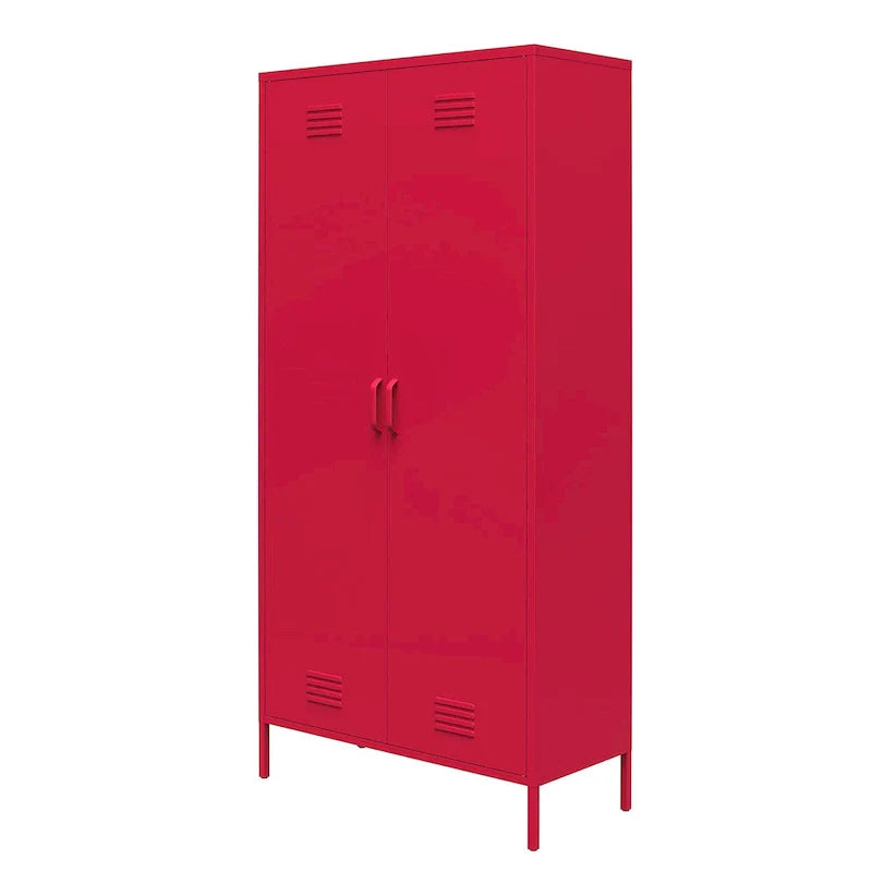 Orange/rosa hoher Metallschrank mit 2 Türen, für 1 Person