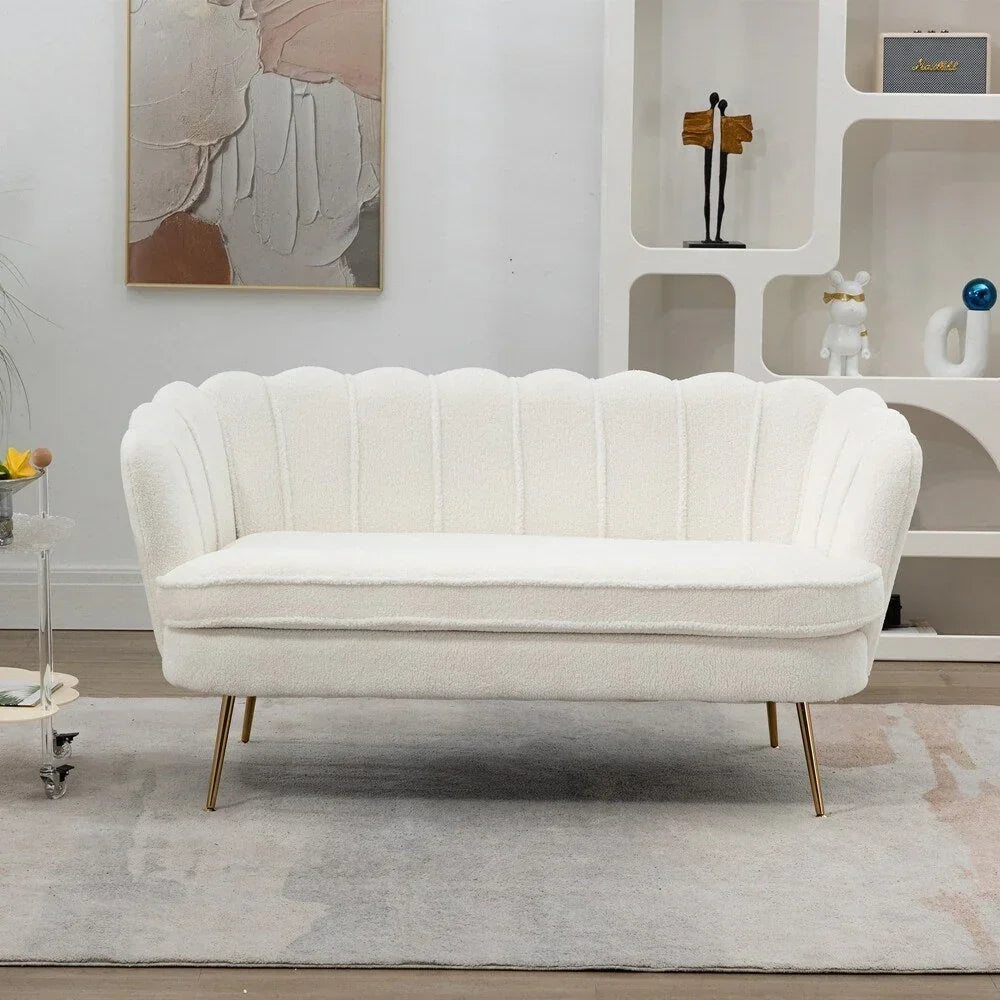 Kleines Mini-Zweisitzer-Sofa mit goldenen Metallbeinen - 2-Sitzer