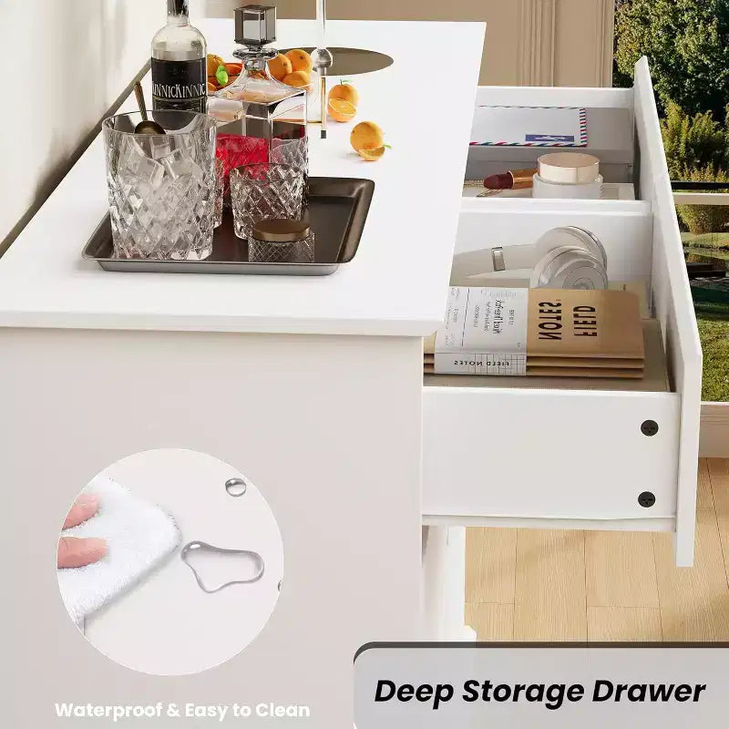 Meuble de rangement à 8 tiroirs, commode avec tiroirs profonds et grand plateau, pour salon, couloir ou chambre d’enfant