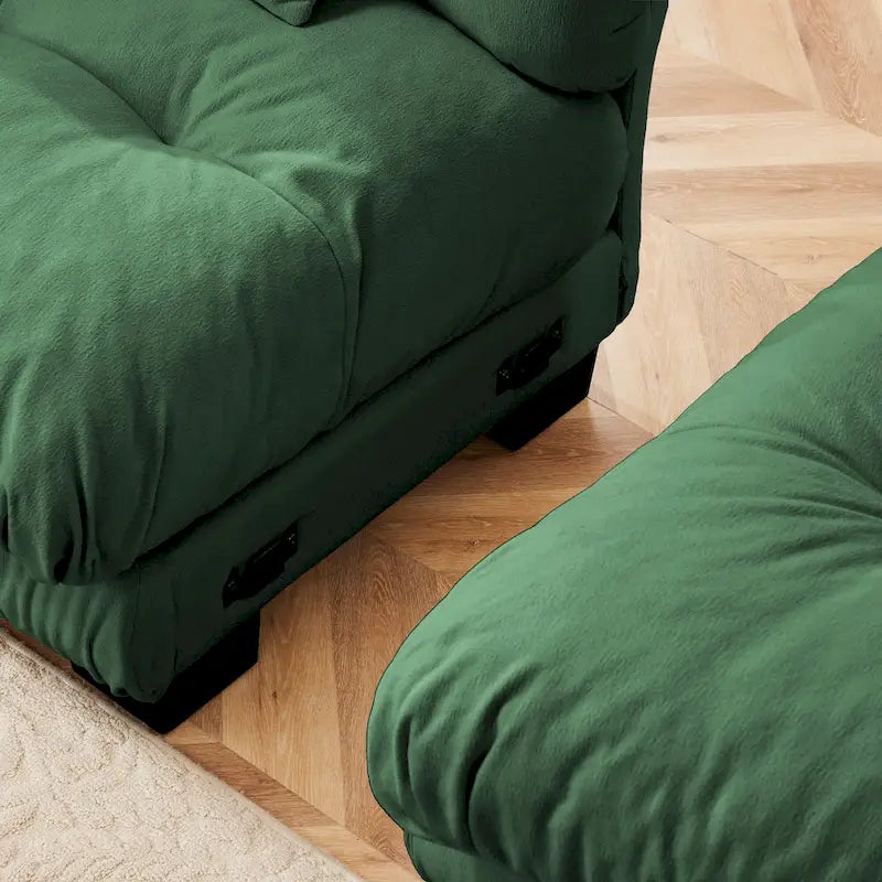 Narożna sofa dwuosobowa w kształcie litery L z tapicerką chenille i poduszkami lędźwiowymi