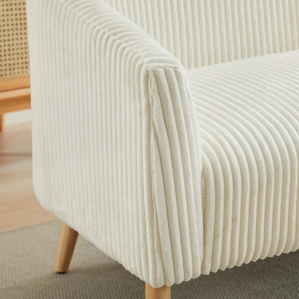 2-Sitzer-Sofa mit Cordbezug und Beinen aus Walnussholz