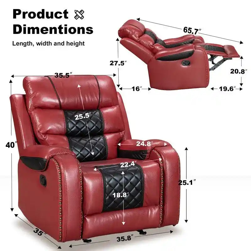 Extra grote fauteuil met verstelbare rugleuning van kunstleer in Amerikaans design voor de woonkamer