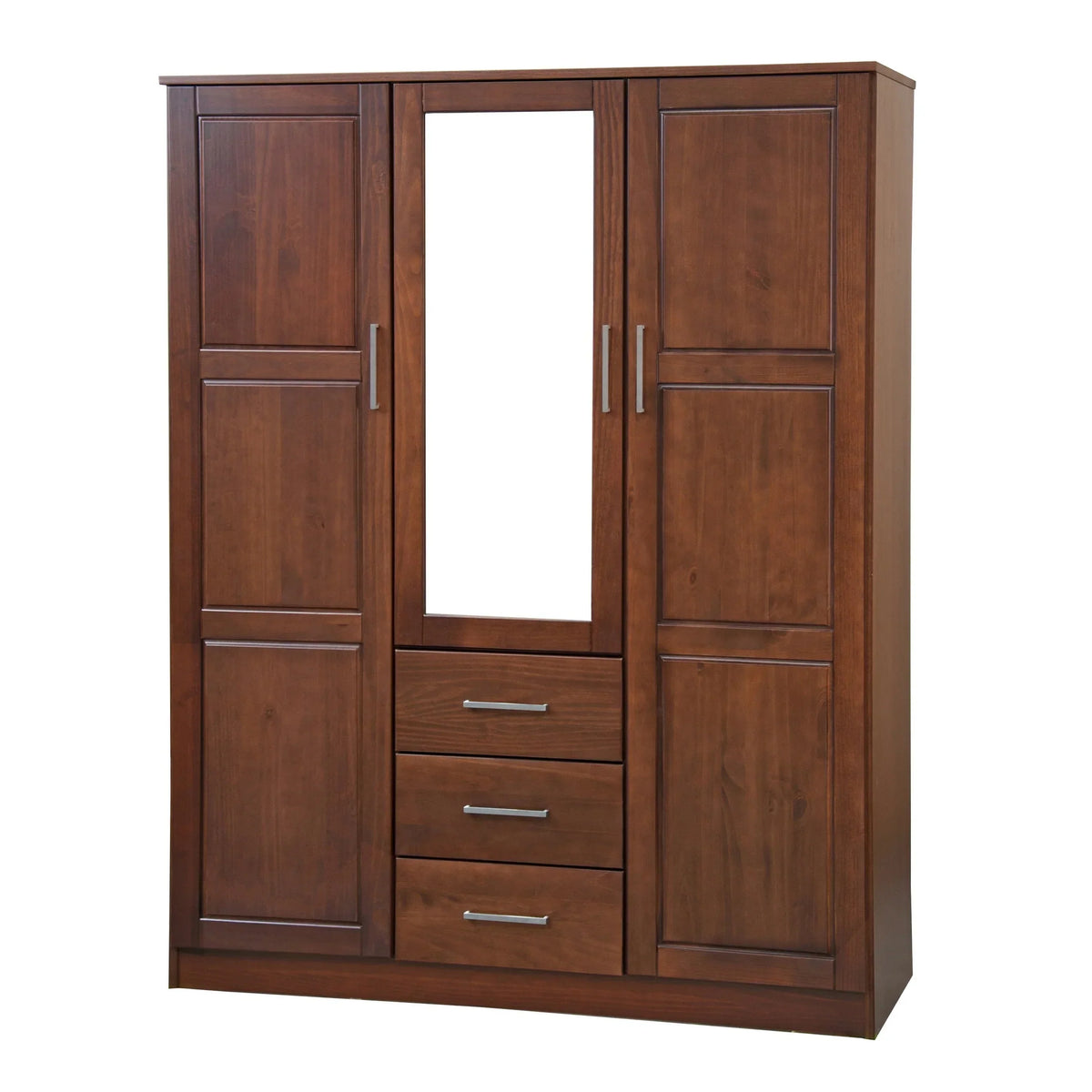 Palace Imports Cosmo Kleiderschrank mit 3 Türen aus 100 % Massivholz und Türen aus Massivholz oder mit Spiegel