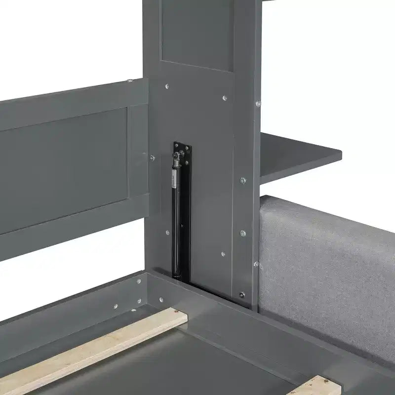 Queensize Murphy-bed met bank, opklapbed in kastformaat met boekenkast en planken voor de logeerkamer of het kantoor