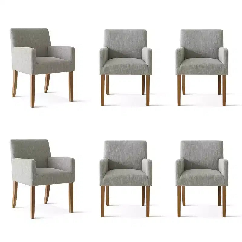 Set aus 6 gepolsterten Esszimmerstühlen mit Armlehnen, moderne Leinen-Armlehnstühle mit Holzbeinen, Akzentstühle für Ess- und Wohnzimmer - Panipeachy