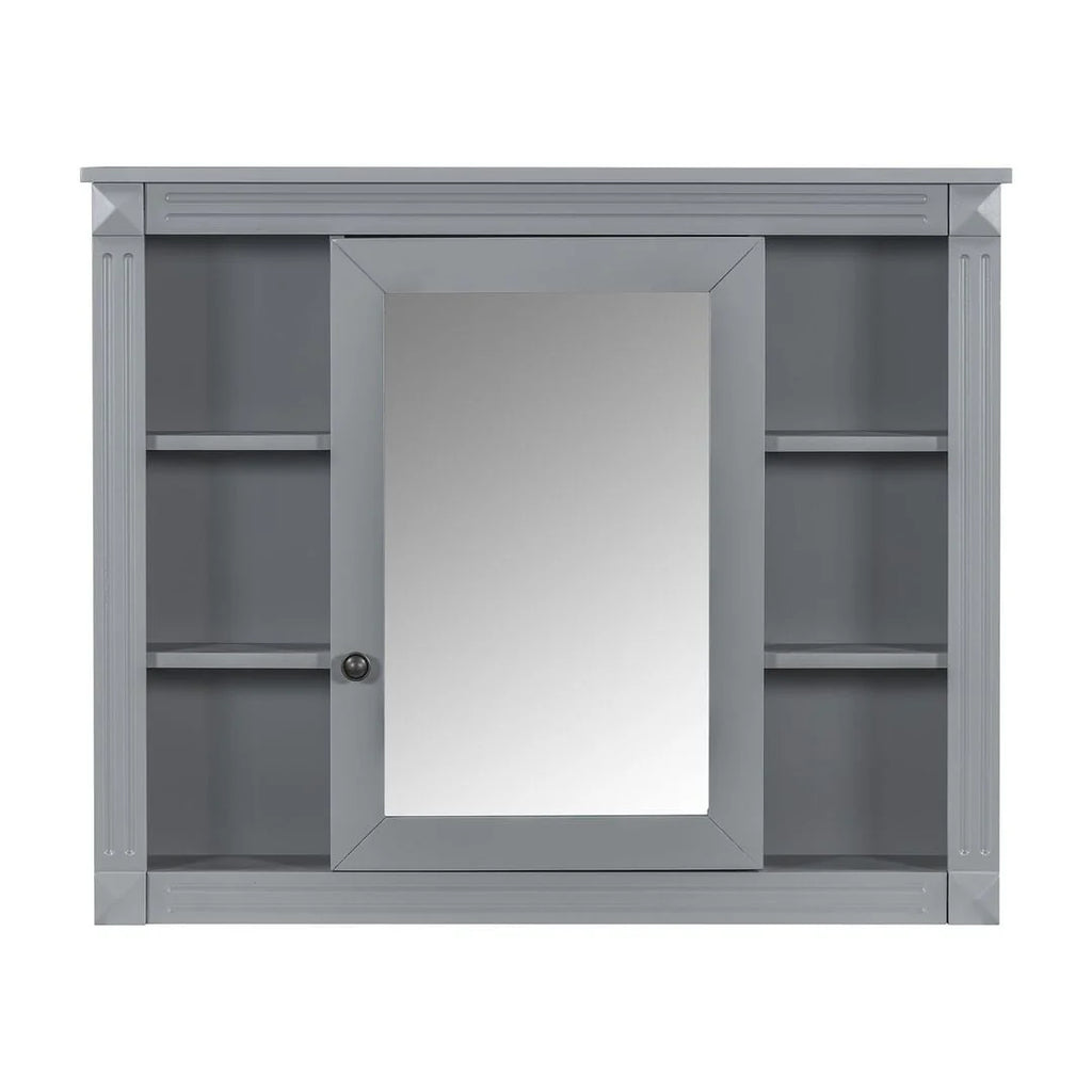 Moderne badkamermeubelset van 36' met wastafelblad en spiegelkast, 2 deuren en 2 laden