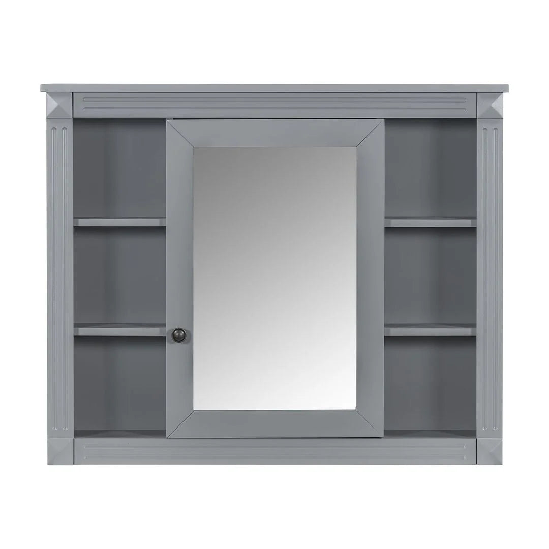 Moderne badkamermeubelset van 36' met wastafelblad en spiegelkast, 2 deuren en 2 laden