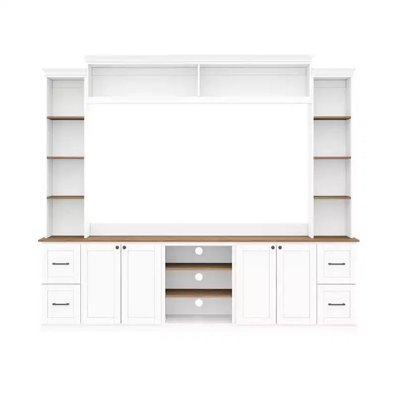 Meuble mural de divertissement de style champêtre ModernLuxe 4 en 1, compatible avec les téléviseurs jusqu'à 70, meuble TV et console multimédia avec étagères réglables et tiroirs