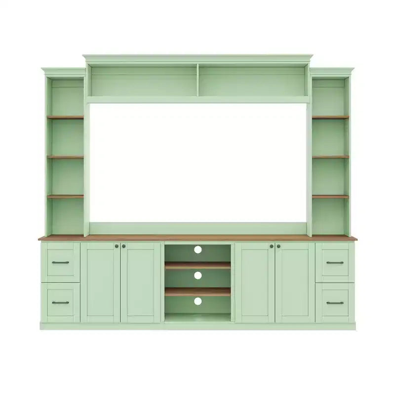 Meuble mural de divertissement de style champêtre ModernLuxe 4 en 1, compatible avec les téléviseurs jusqu'à 70, meuble TV et console multimédia avec étagères réglables et tiroirs