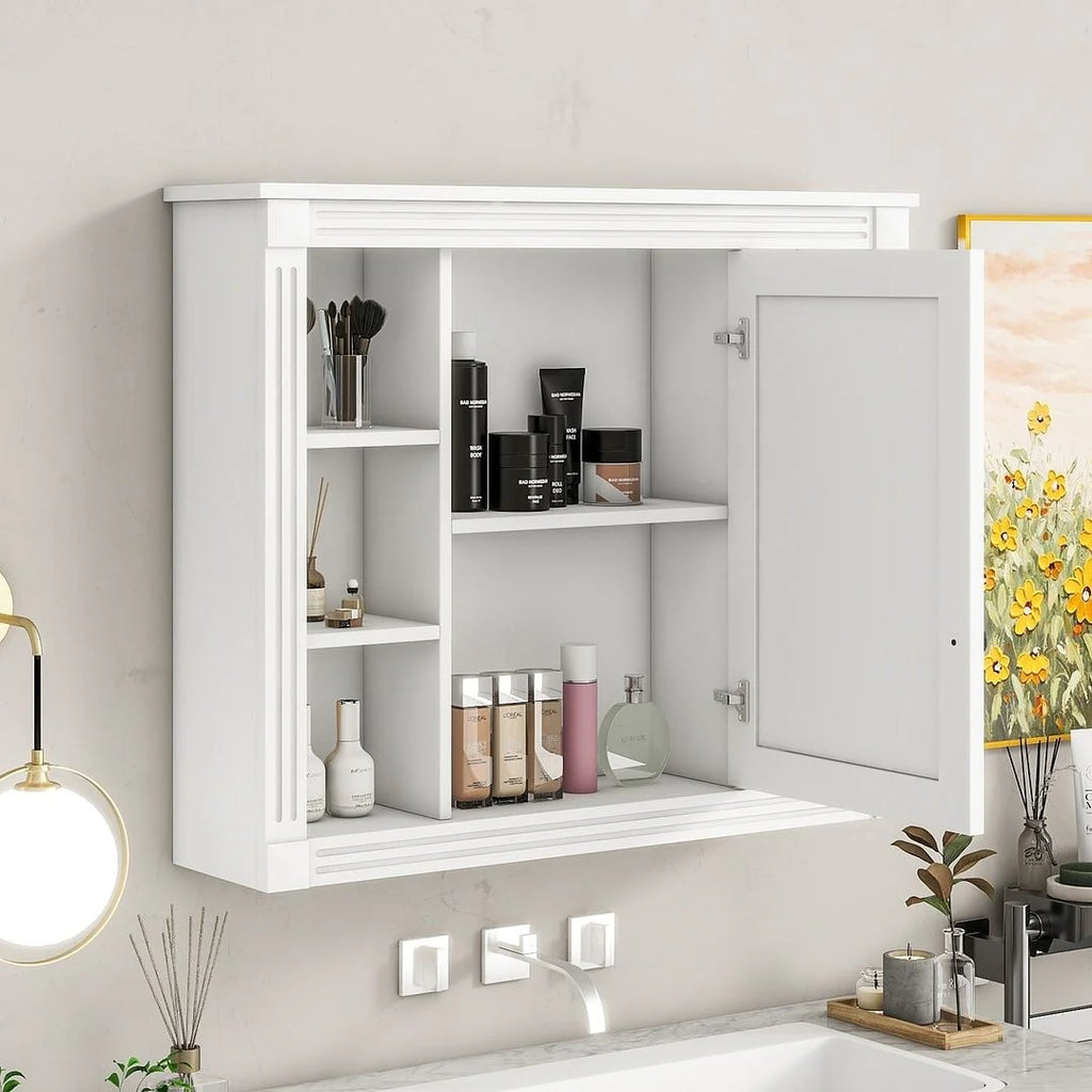 Moderne badkamermeubelset van 36' met wastafelblad en spiegelkast, 2 deuren en 2 laden