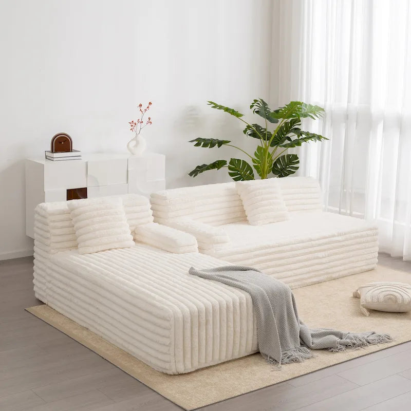 Modulares Cloud-Ecksofa, modernes Polstersofa mit 2 Zierkissen, frei kombinierbar, L-förmiges Ecksofa
