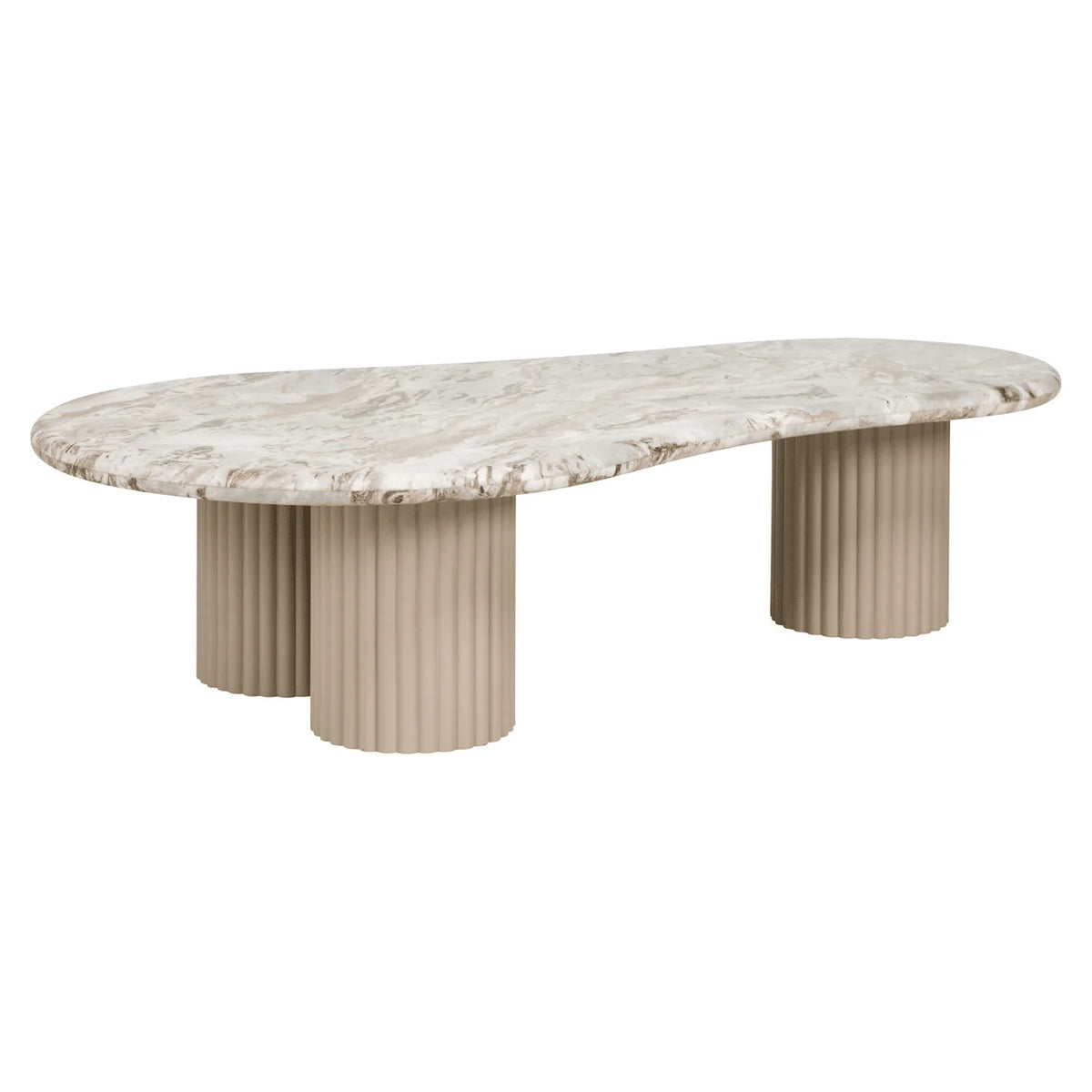 Table basse avec plateau en marbre en forme de galet