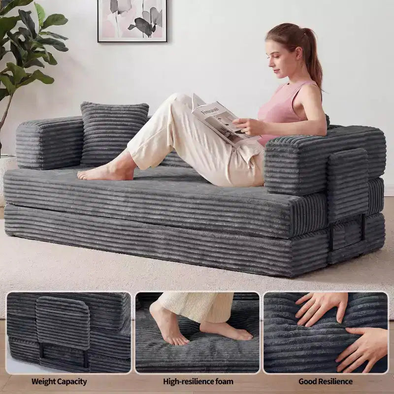 80.7 5-in-1-Schlafsofa mit Cordbezug, 1200 lbs, keine Montage erforderlich