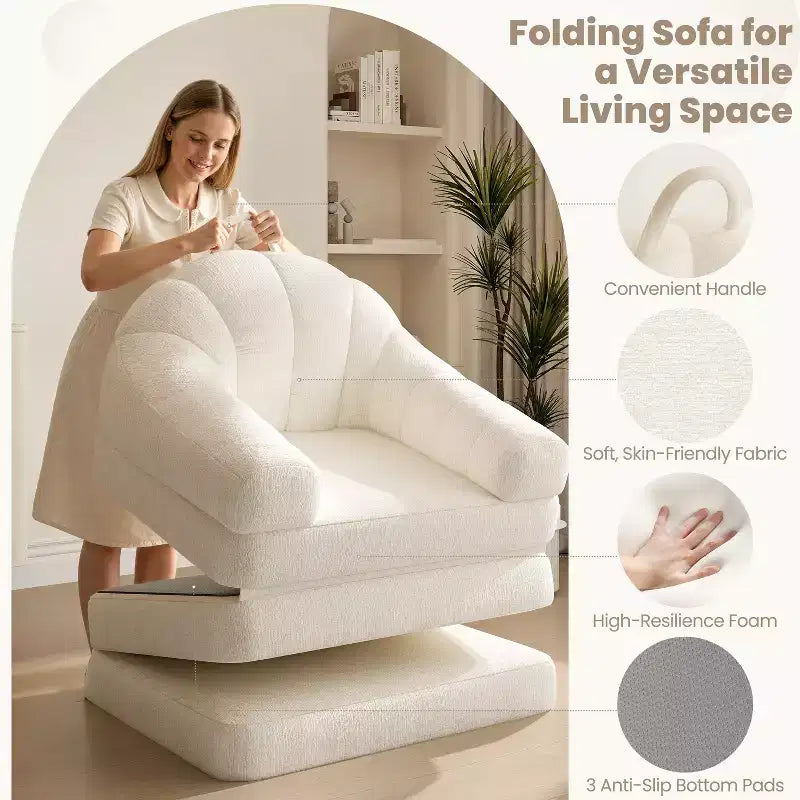 Canapé-lit pliant 2-en-1 Yaheetech, fauteuil-lit pliable pour salon et chambre