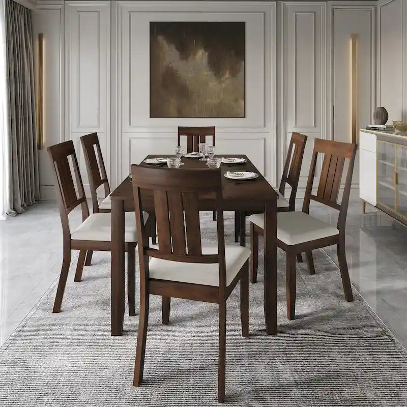 CraftPorch klassisches Esszimmer-Set aus Holz, 7-teilig