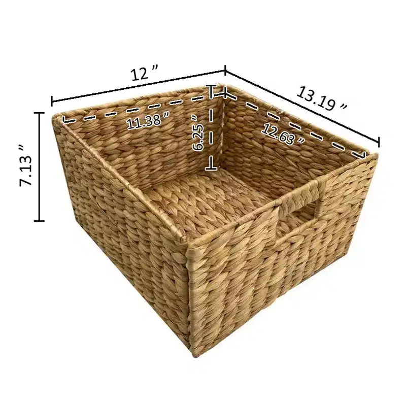 Commode de rangement eHemco à 3 niveaux avec côtés en X et 6 paniers tressés en jacinthe d’eau naturelle