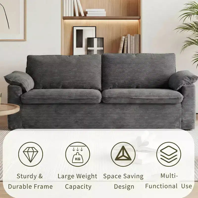 Dyonery 86 Cloud 2-Sitzer-Sofa, tiefe Sitzfläche und breite Armlehnenkissen, stabiler Rahmen, atmungsaktives ergonomisches Design