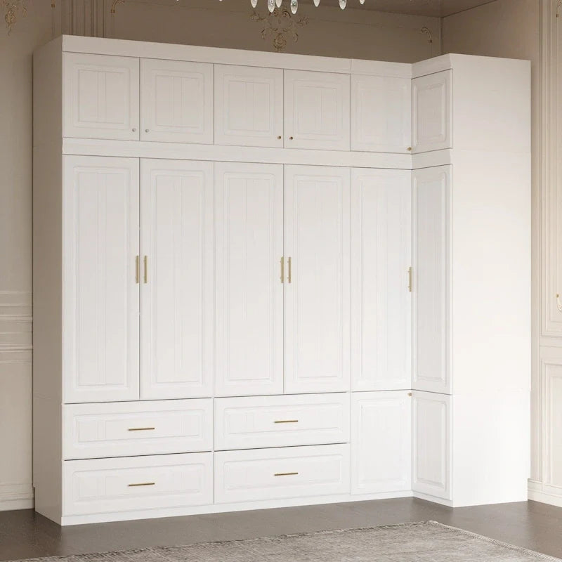 Armoire-penderie 93.9H/74.2H avec penderie, tiroirs et rangements