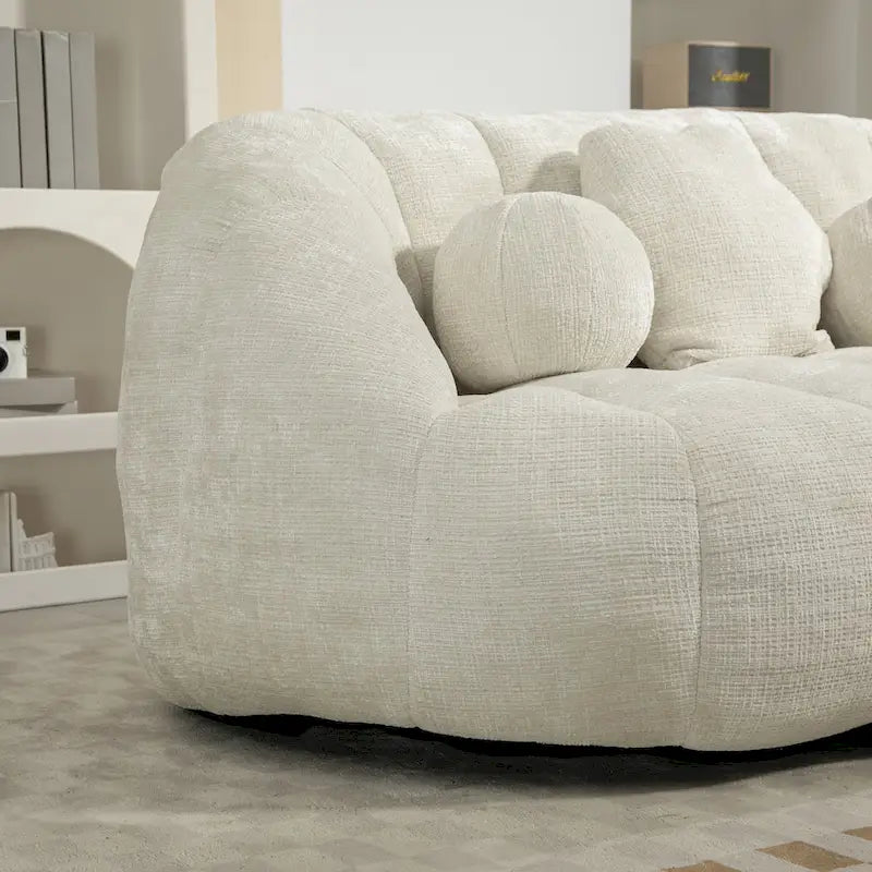 Fauteuil lounge blanc de 63.78, rembourré de chenille et doté de mousse haute densité