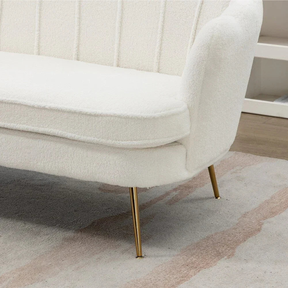 Kleines Mini-Zweisitzer-Sofa mit goldenen Metallbeinen - 2-Sitzer