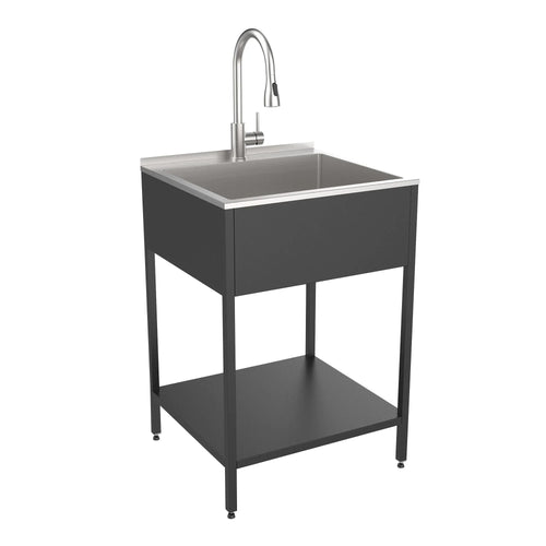 Évier de buanderie en acier inoxydable avec meuble de lavage - 24-in W x 22-in D x 35-in H