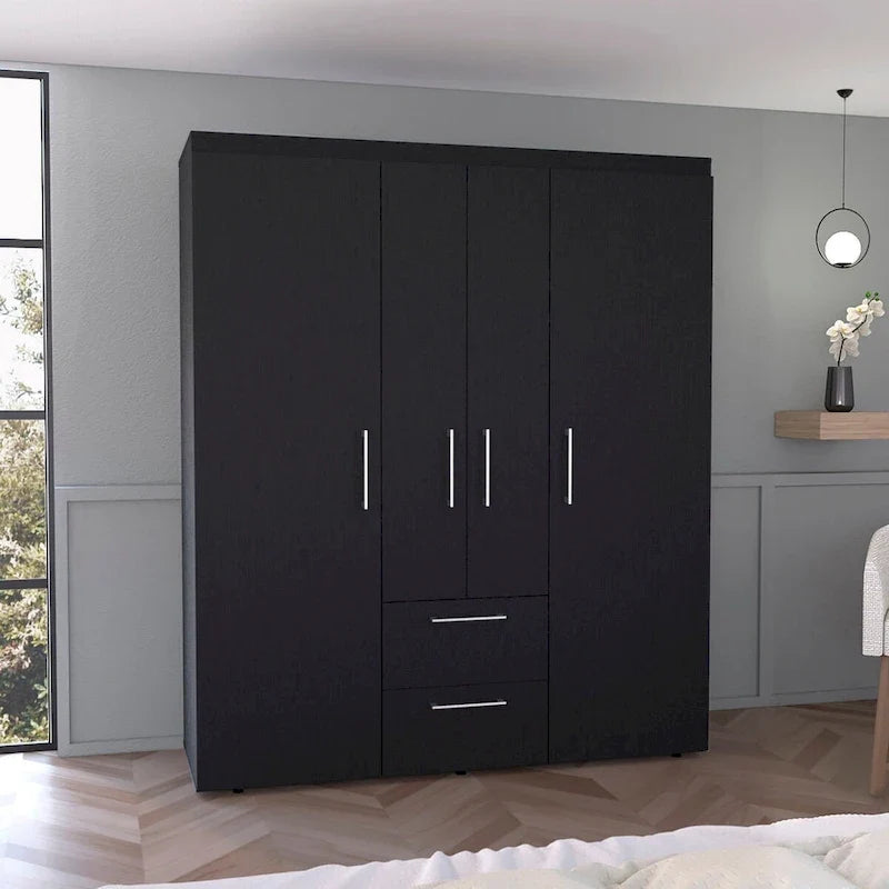 Armoire Bariloche avec tringles de penderie, étagères et 2 tiroirs