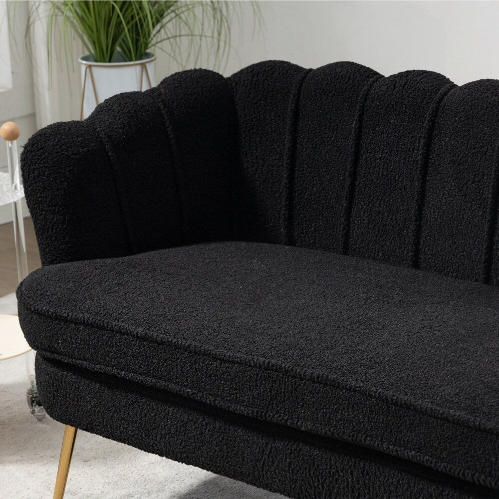 Kleines Mini-Zweisitzer-Sofa mit goldenen Metallbeinen - 2-Sitzer