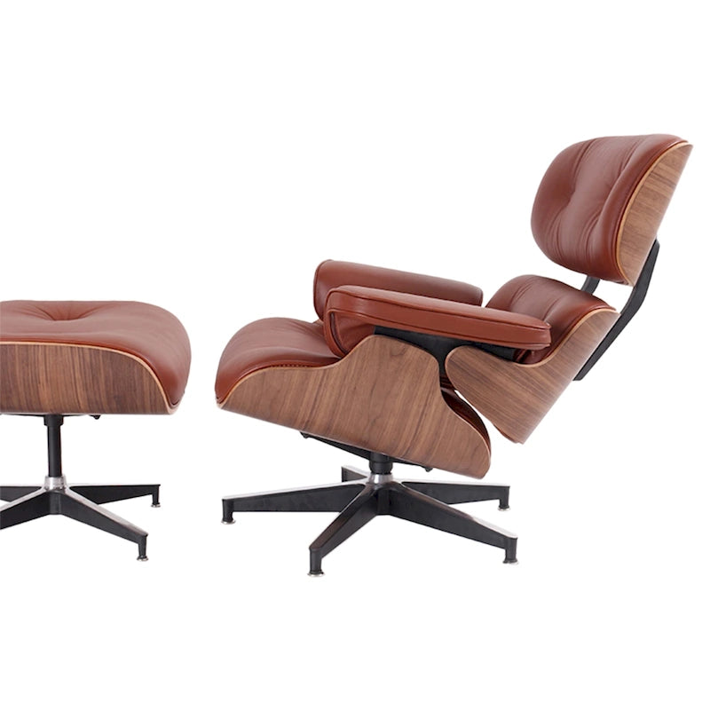 Fotel wypoczynkowy ze skóry w stylu mid-century modern, rozkładany