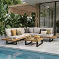 L-förmiges Outdoor-Ecksofa-Set, Garten-Lounge-Set mit Sitzgruppe und Couchtisch sowie wasserabweisenden Kissen - ModernLuxe